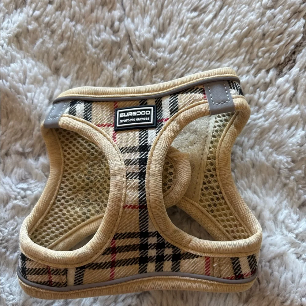(Suredoo) Plaid Dog Harness and Leash Set